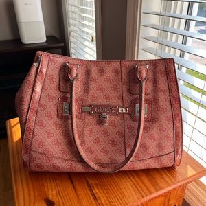 GUESS Large Tote Purse/Bag Pink Signature Monogram